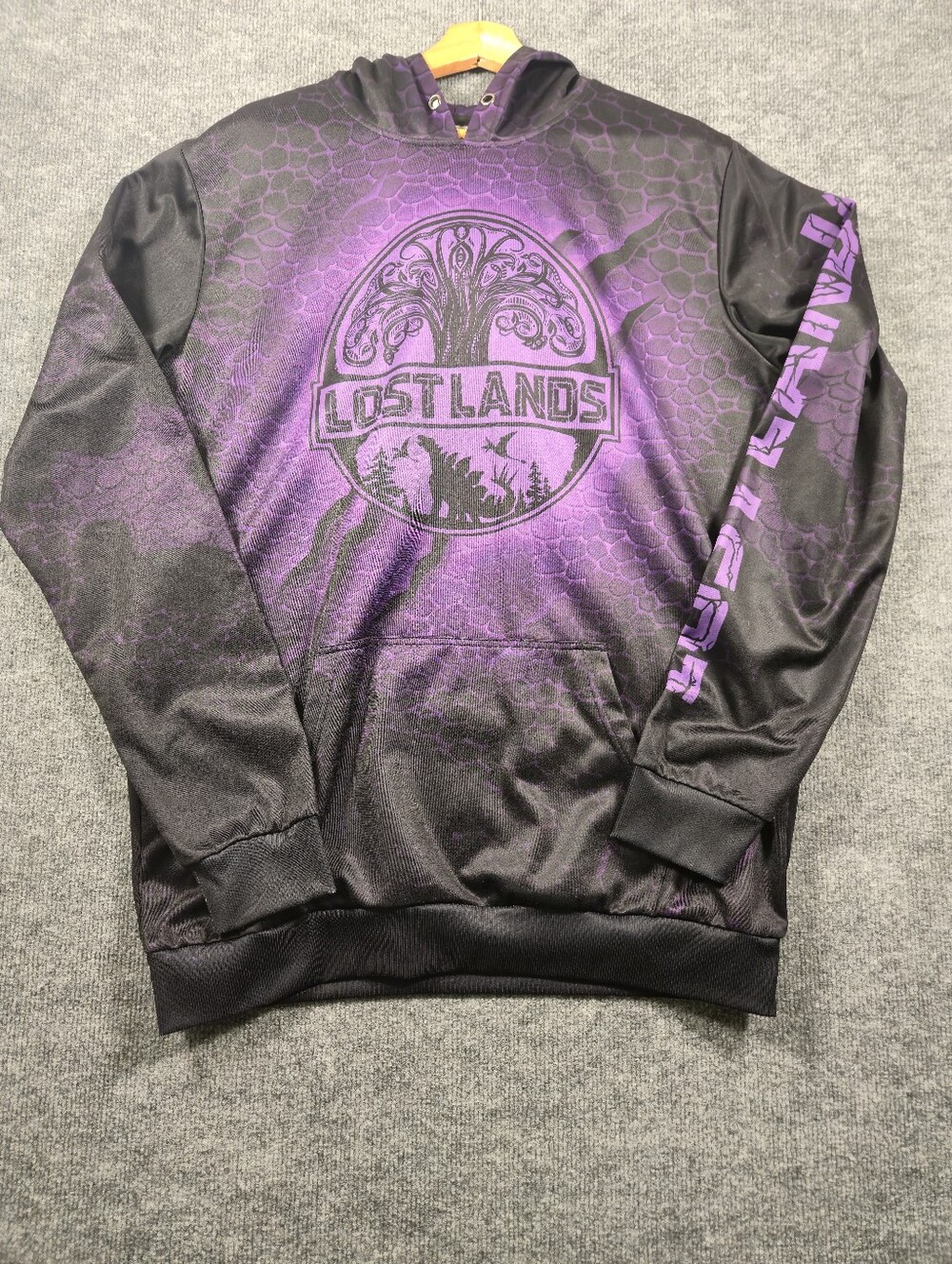Excision Lost Lands 2021 Music Festival Hoodie Black Purple Dino Graphic Sz L‎